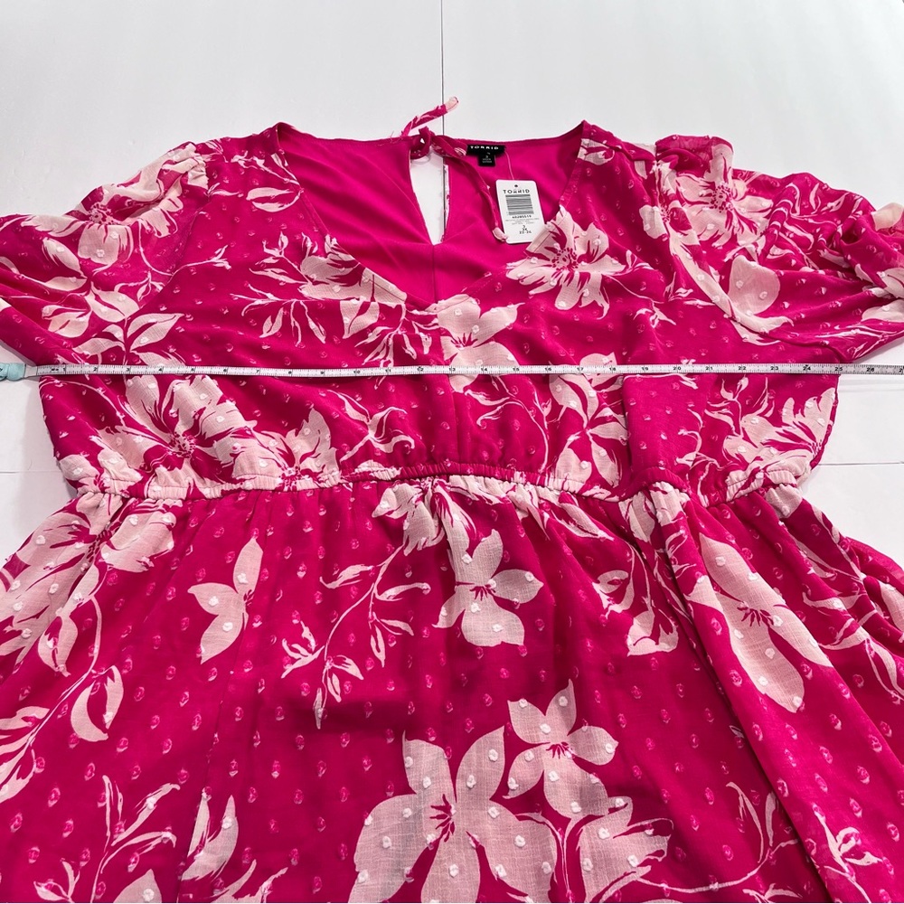 NWT Torrid Pink White Floral Clip Swiss Dot Pockets Dress Size 3X - Picture 11 of 14
